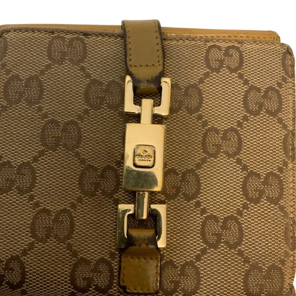 GUCCI Jackie GG Logo Canvas Leather Wallet